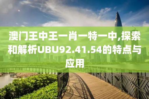 澳门王中王一肖一特一中,探索和解析UBU92.41.54的特点与应用