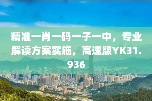 精准一肖一码一子一中，专业解读方案实施，高速版YK31.936