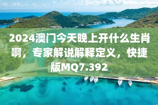 2024澳门今天晚上开什么生肖啊，专家解说解释定义，快捷版MQ7.392