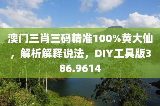 澳门三肖三码精准100%黄大仙，解析解释说法，DIY工具版386.9614