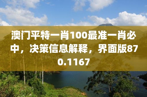 澳门平特一肖100最准一肖必中，决策信息解释，界面版870.1167