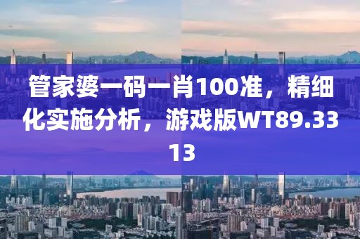 管家婆一码一肖100准，精细化实施分析，游戏版WT89.3313