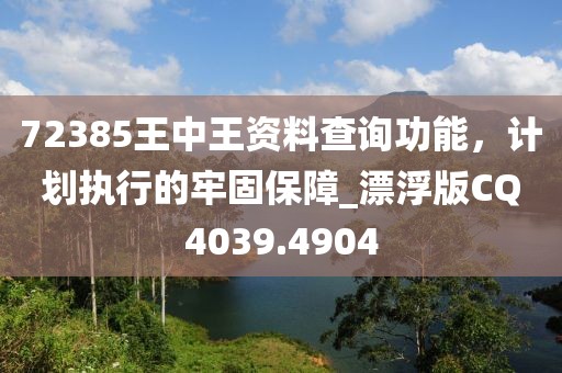 72385王中王资料查询功能，计划执行的牢固保障_漂浮版CQ4039.4904