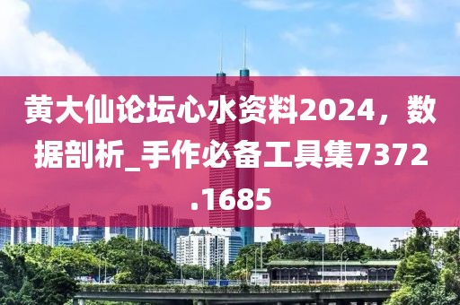 黄大仙论坛心水资料2024，数据剖析_手作必备工具集7372.1685