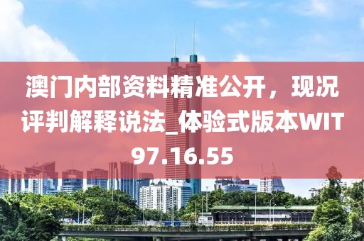 澳门内部资料精准公开，现况评判解释说法_体验式版本WIT97.16.55