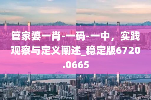 管家婆一肖-一码-一中，实践观察与定义阐述_稳定版6720.0665