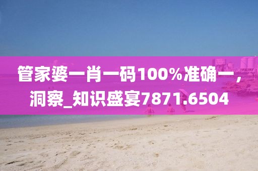 管家婆一肖一码100%准确一，洞察_知识盛宴7871.6504