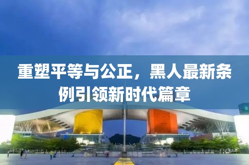 重塑平等与公正，黑人最新条例引领新时代篇章
