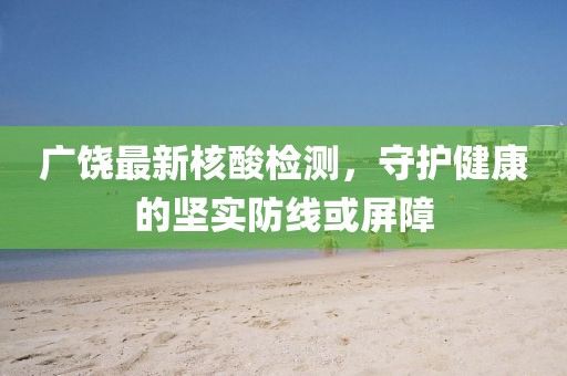 广饶最新核酸检测，守护健康的坚实防线或屏障