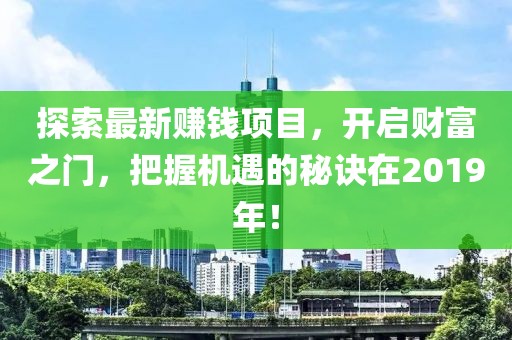 探索最新赚钱项目，开启财富之门，把握机遇的秘诀在2019年！