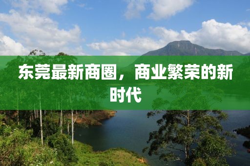 东莞最新商圈，商业繁荣的新时代