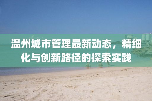温州城市管理最新动态，精细化与创新路径的探索实践