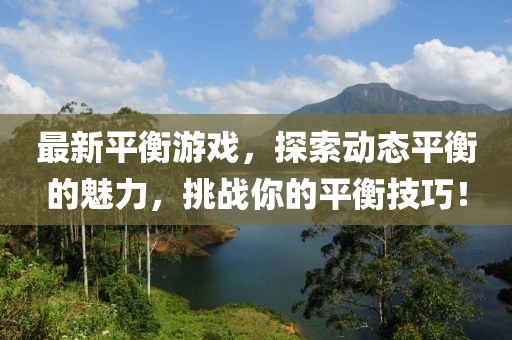 最新平衡游戏，探索动态平衡的魅力，挑战你的平衡技巧！