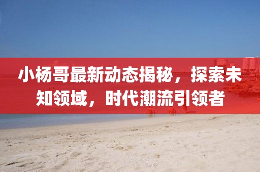 小杨哥最新动态揭秘，探索未知领域，时代潮流引领者