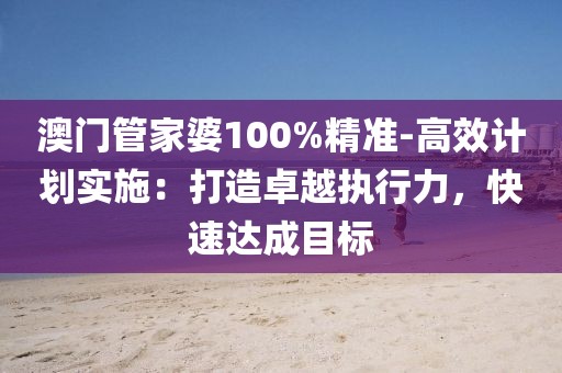 澳门管家婆100%精准-高效计划实施：打造卓越执行力，快速达成目标
