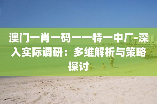 澳门一肖一码一一特一中厂-深入实际调研：多维解析与策略探讨