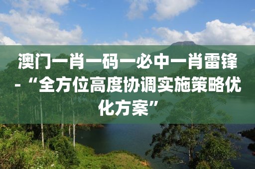 澳门一肖一码一必中一肖雷锋-“全方位高度协调实施策略优化方案”