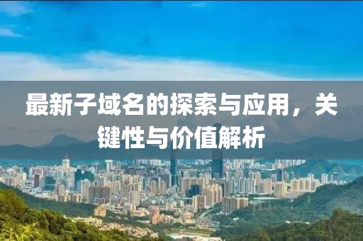 最新子域名的探索与应用，关键性与价值解析