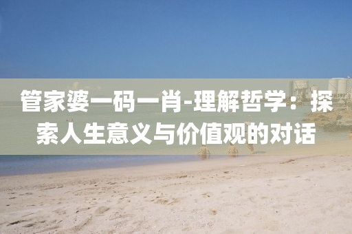 管家婆一码一肖-理解哲学：探索人生意义与价值观的对话