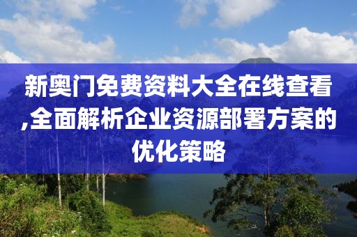 新奥门免费资料大全在线查看,全面解析企业资源部署方案的优化策略