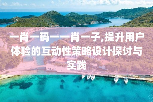 一肖一码一一肖一子,提升用户体验的互动性策略设计探讨与实践